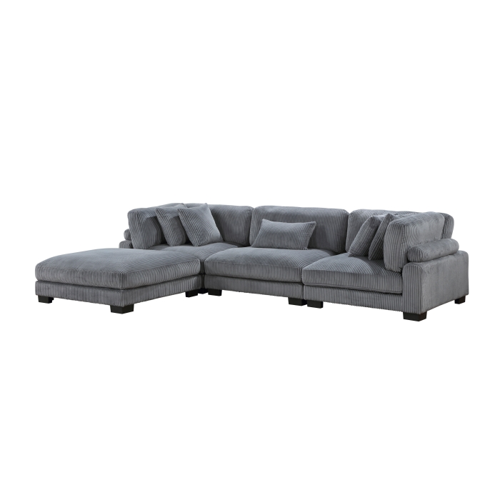 8555GY*4OT Traverse Gray 4-Piece Modular Sectional with Ottoman