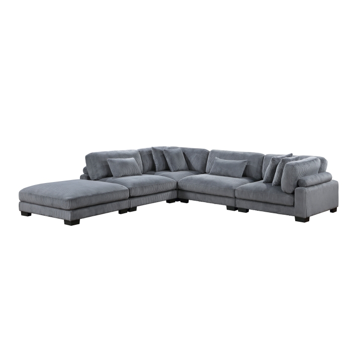 8555GY*5OT Traverse Gray 5-Piece Modular Sectional with Ottoman