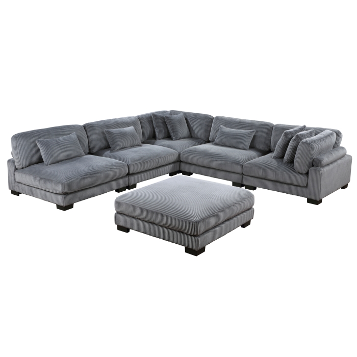 8555GY*6OT Traverse Gray 6-Piece Modular Sectional with Ottoman