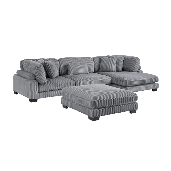 8555GY*CRACVCOT Traverse Gray 4-Piece Modular Sectional with Reversible Chaise and Ottoman