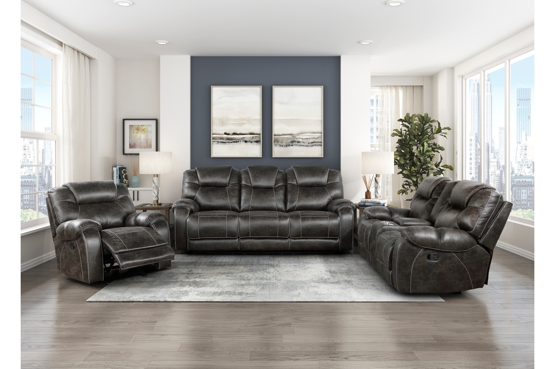 8560PM Gainesville Chocolate Reclining Sofa Set