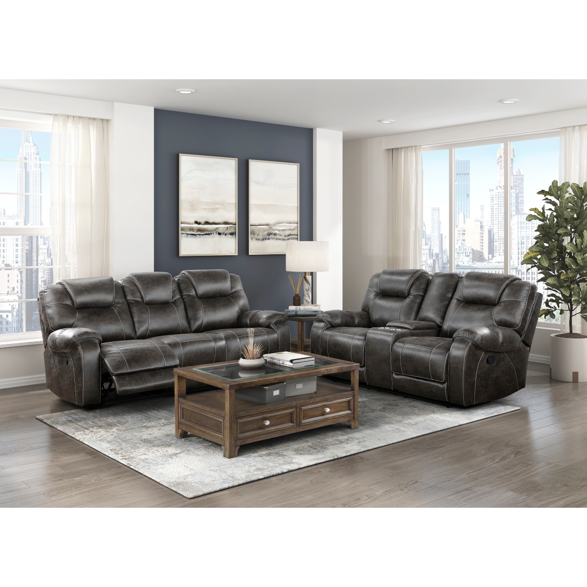 8560PM Gainesville Chocolate Reclining Sofa Set