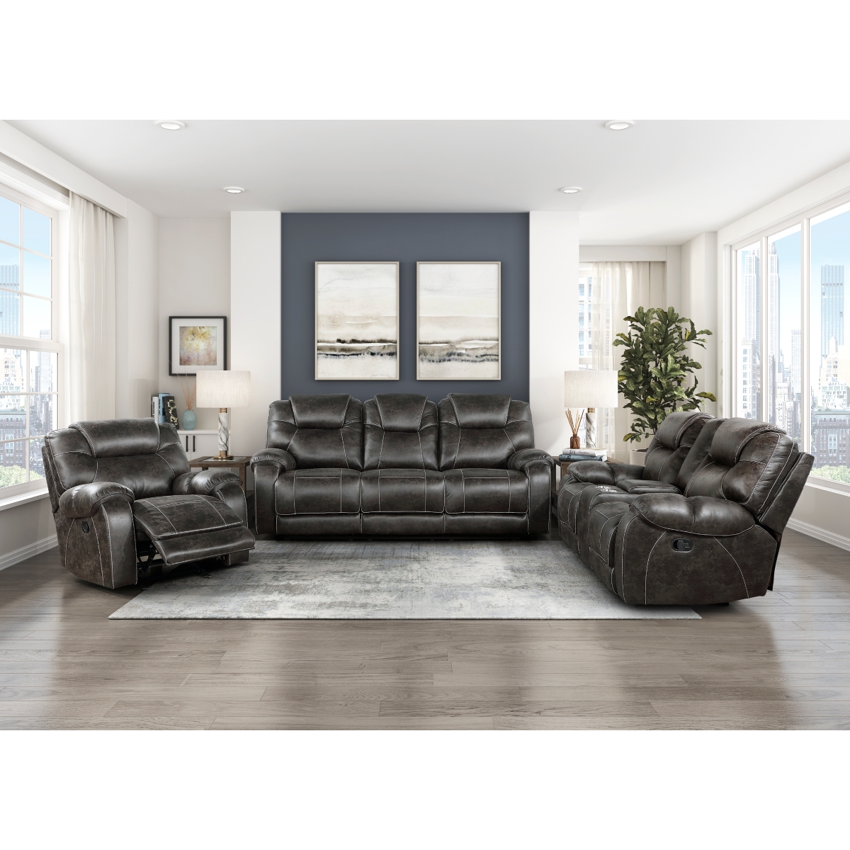 8560PM Gainesville Chocolate Reclining Sofa Set