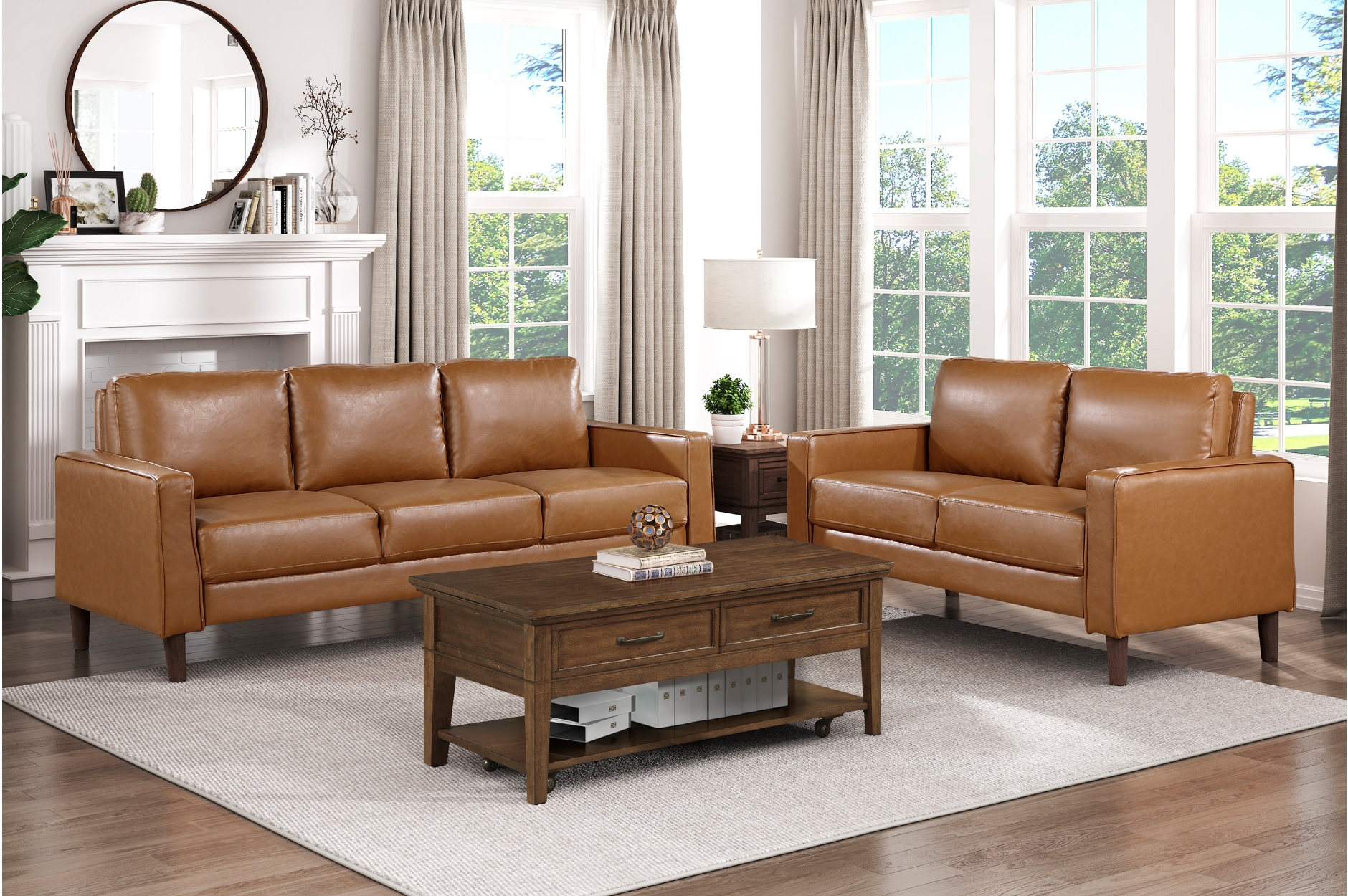 9203BRW Malcolm Brown Sofa Set