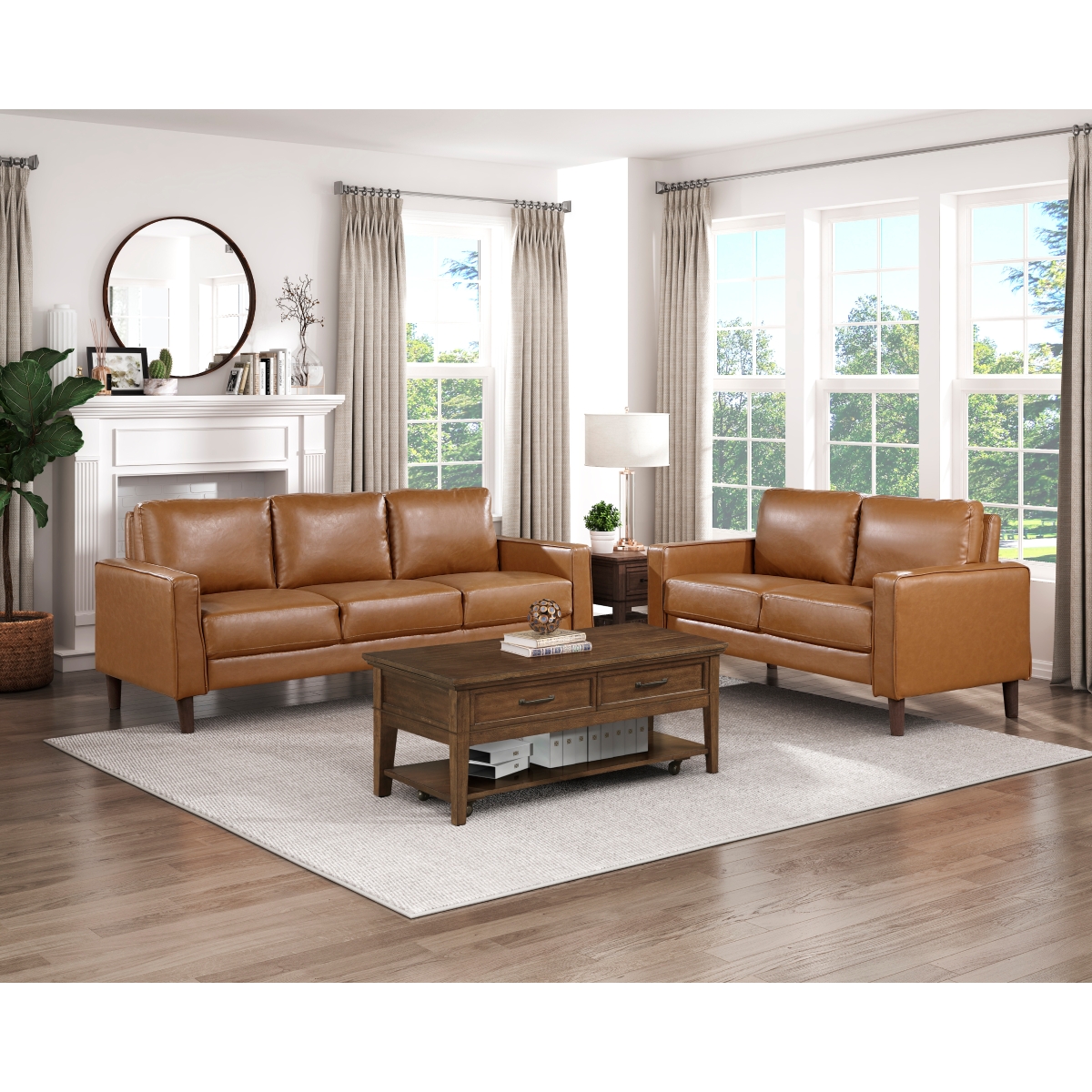 9203BRW Malcolm Brown Sofa Set