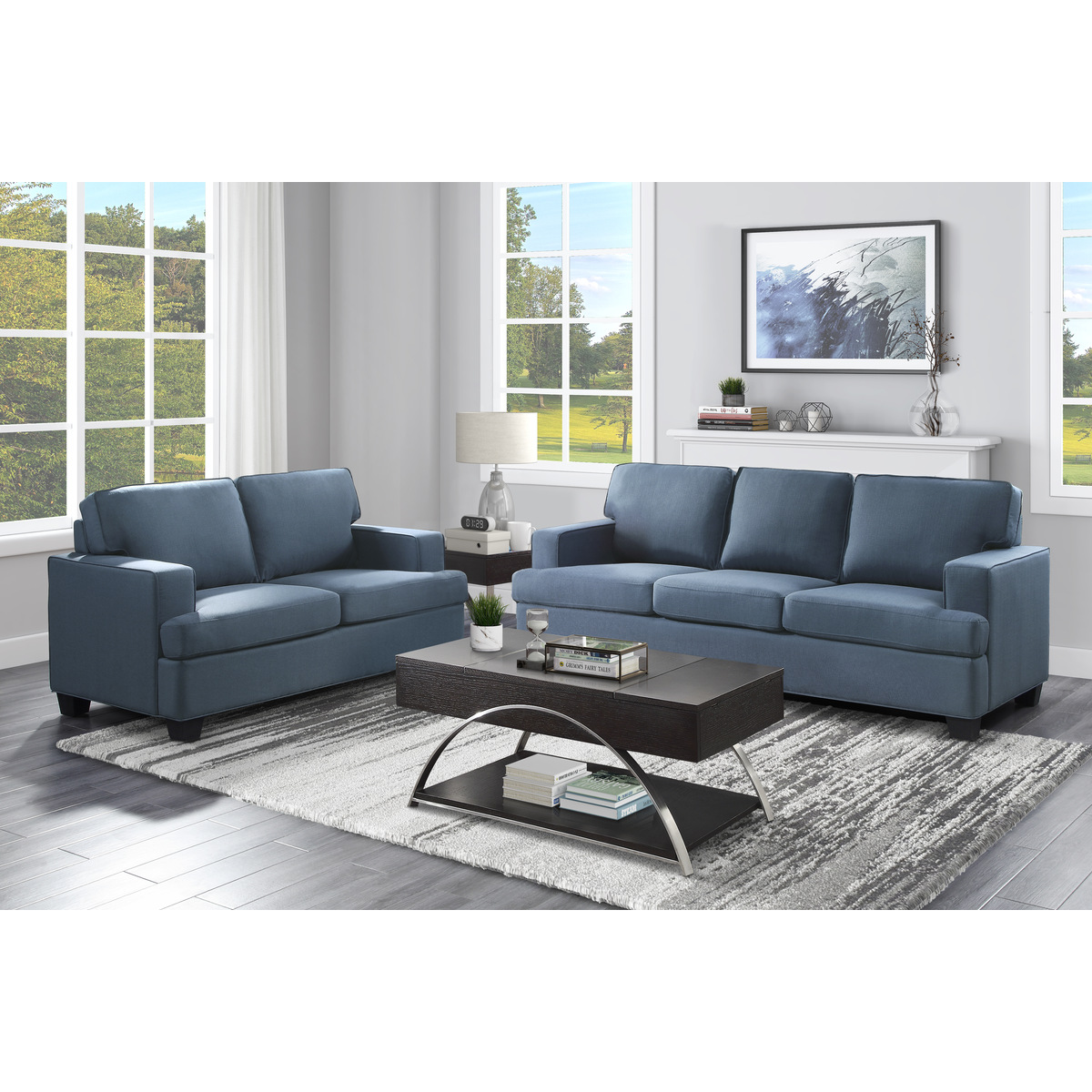9327BU-3 Elmont Blue Sofa