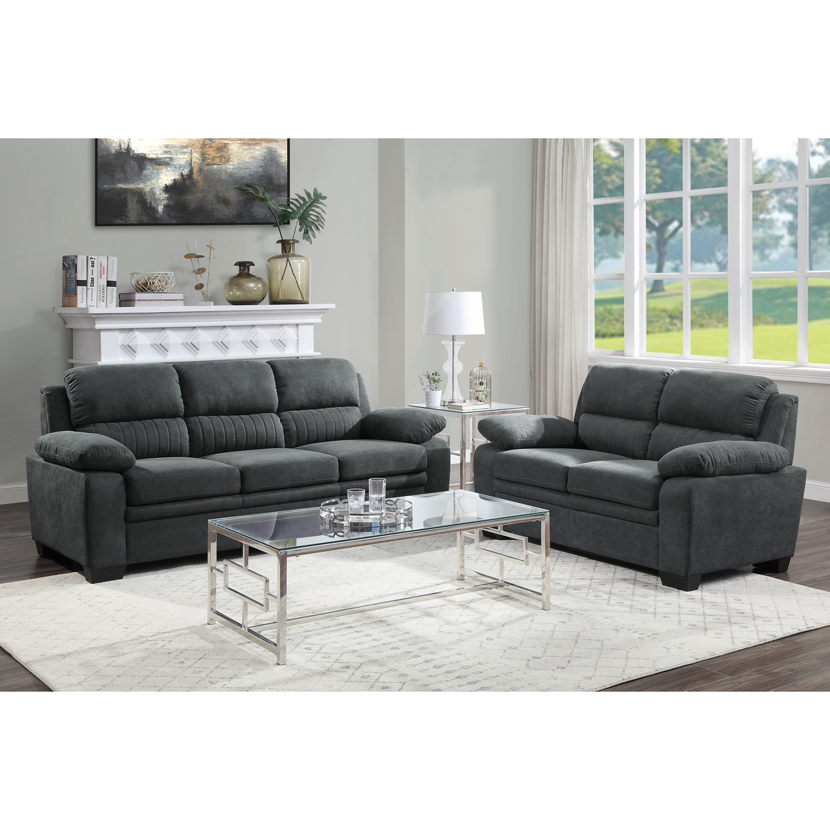 9333DG Holleman Dark Gray Sofa Set