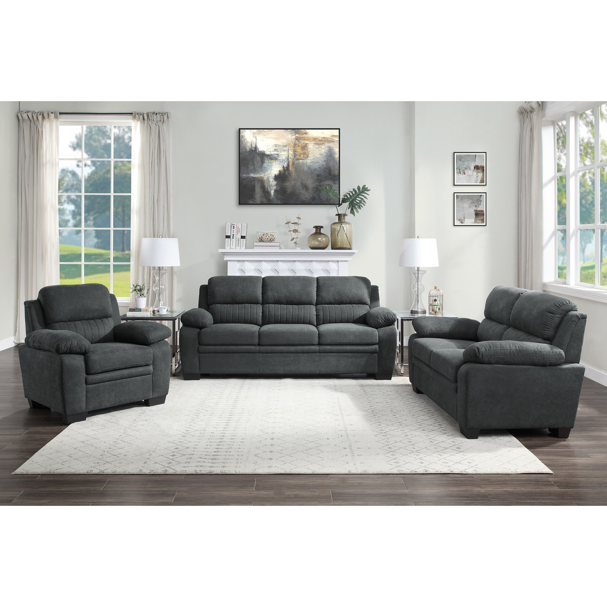 9333DG Holleman Dark Gray Sofa Set