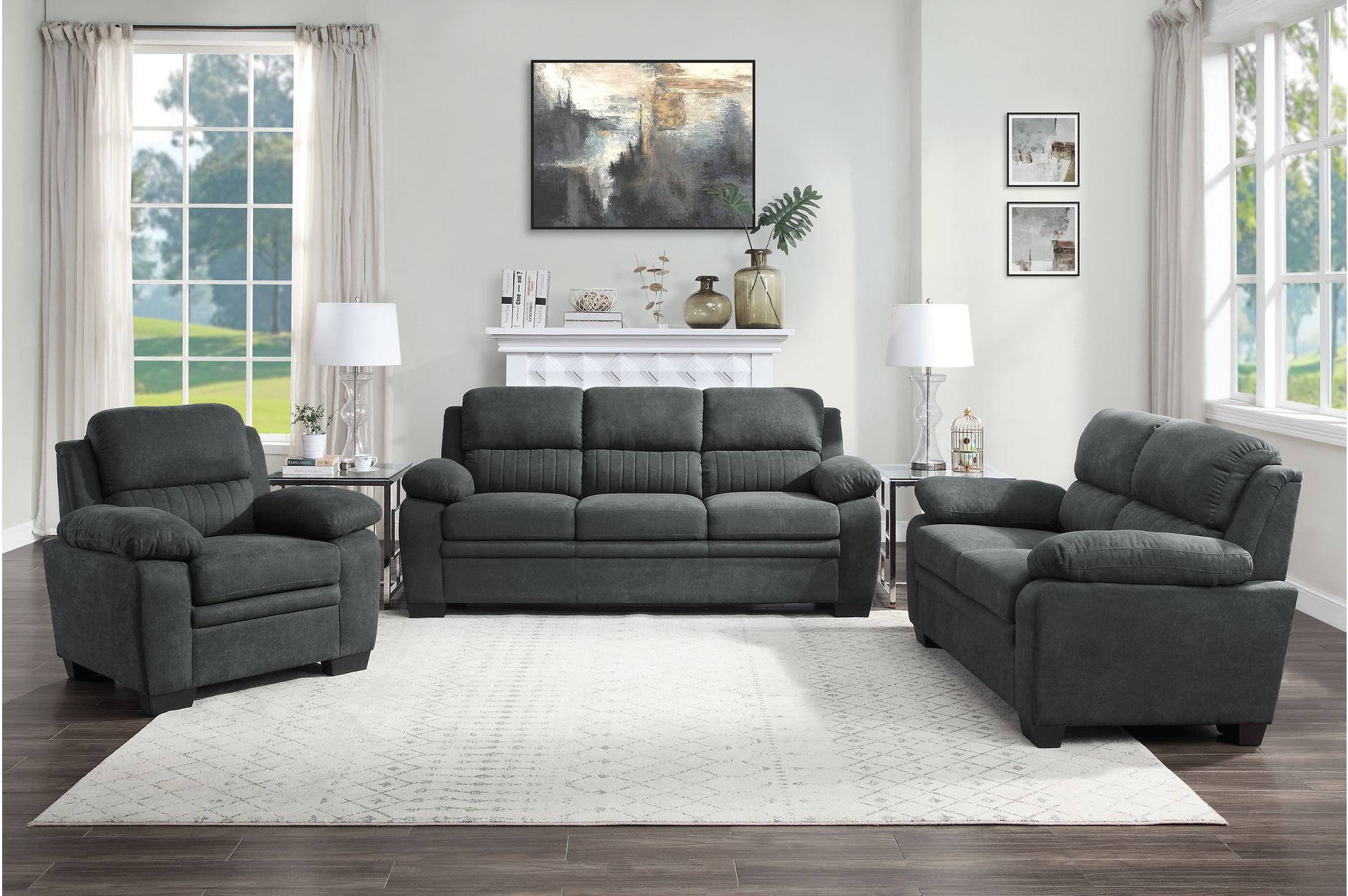 9333DG Holleman Dark Gray Sofa Set