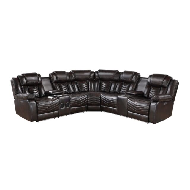 9508DB*SCPW Ramone Dark Brown 3-Piece Power Reclining Sectional with Consoles