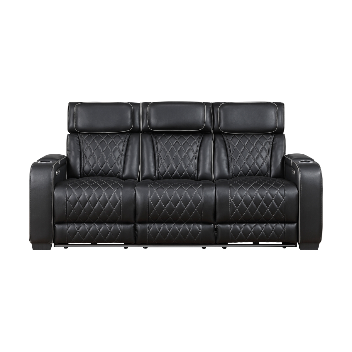 9516BLK-3PWH Fairway Black Power Double Reclining Sofa