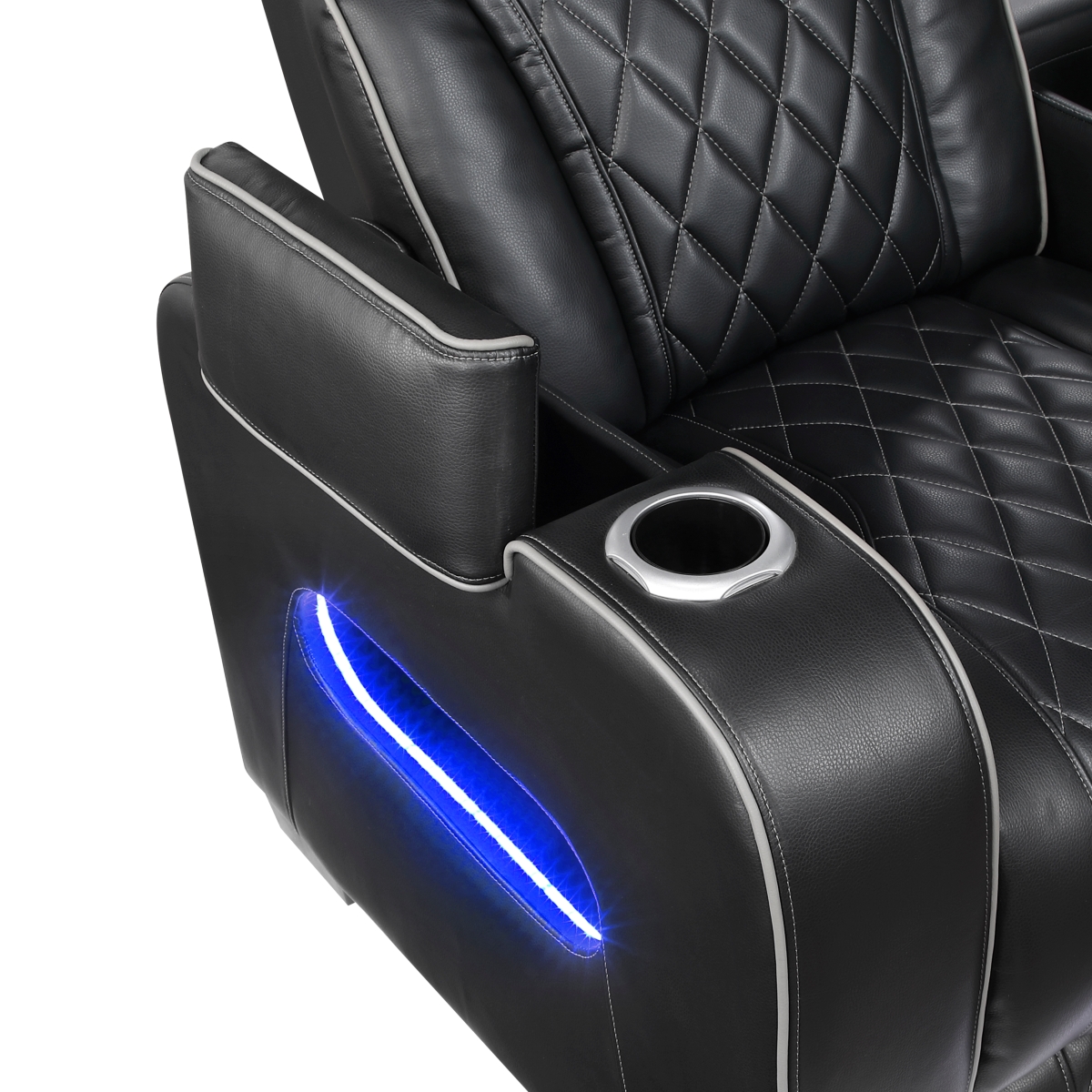 9516BLK-3PWH Fairway Black Power Double Reclining Sofa