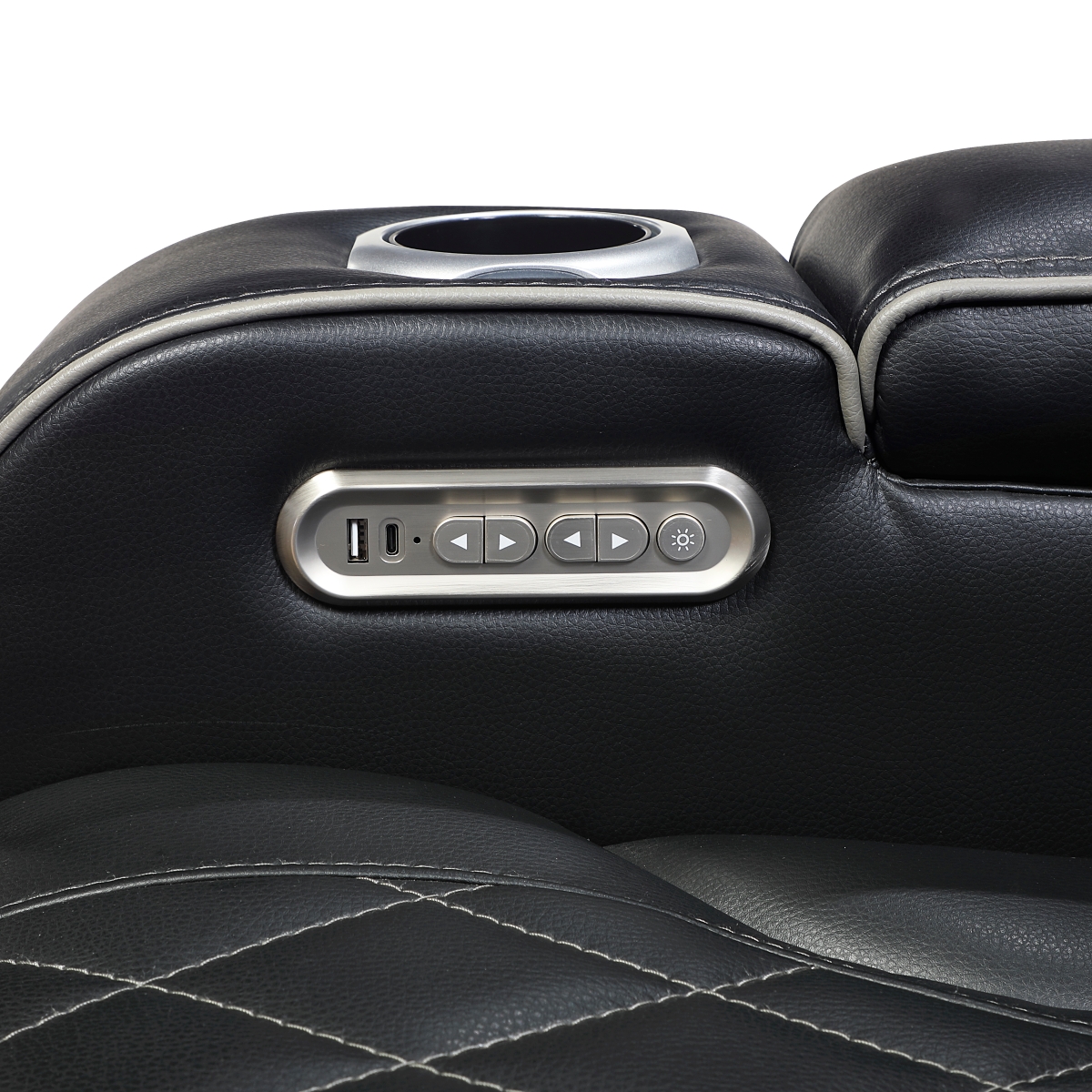 9516BLK-3PWH Fairway Black Power Double Reclining Sofa