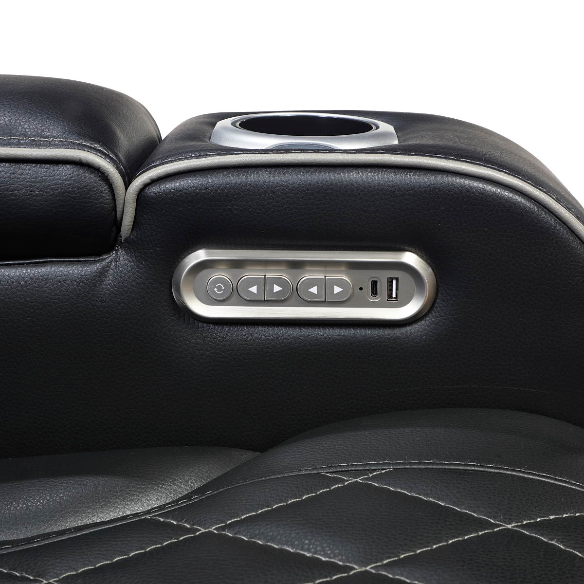 9516BLK-3PWH Fairway Black Power Double Reclining Sofa