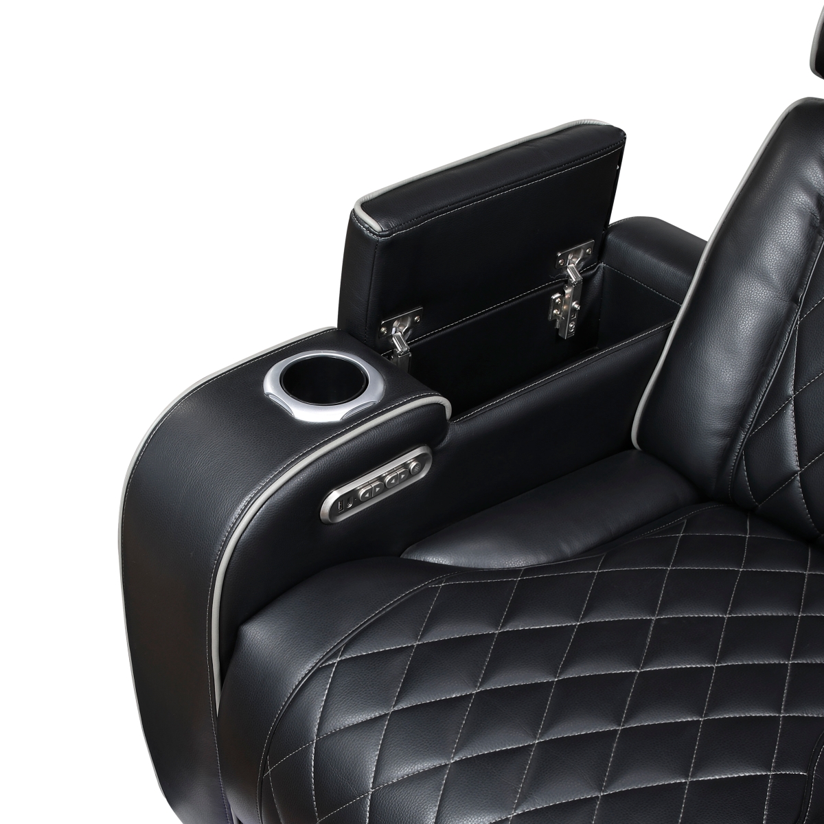 9516BLK-3PWH Fairway Black Power Double Reclining Sofa