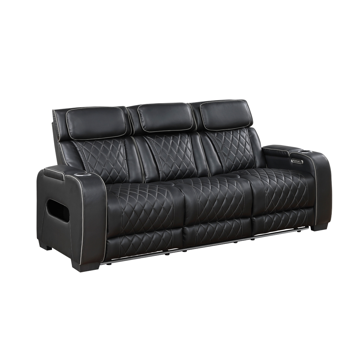 9516BLK-3PWH Fairway Black Power Double Reclining Sofa
