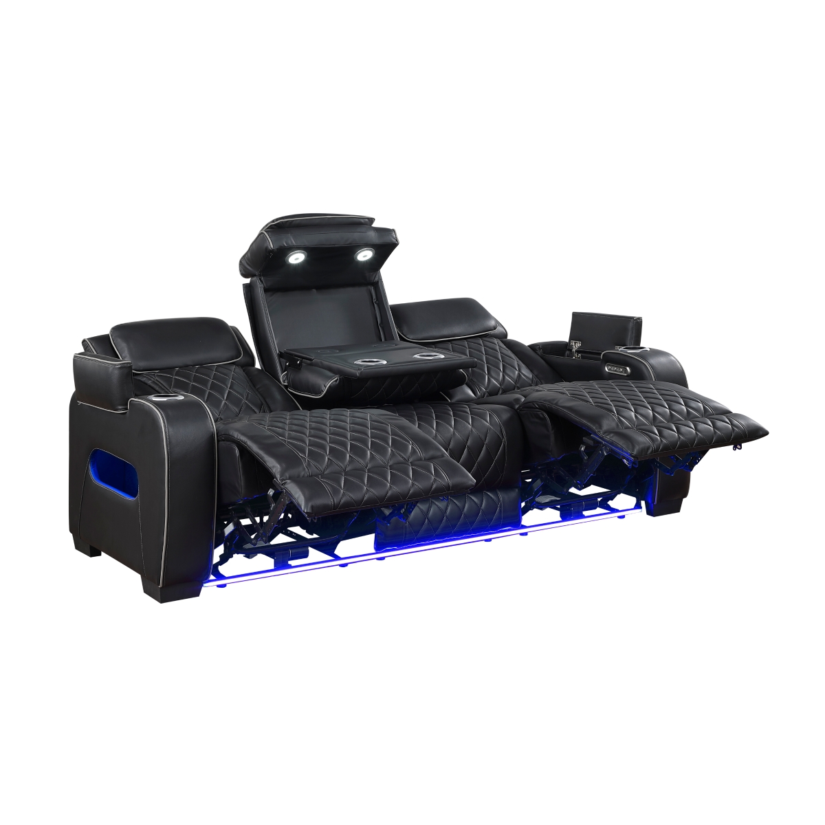 9516BLK-3PWH Fairway Black Power Double Reclining Sofa