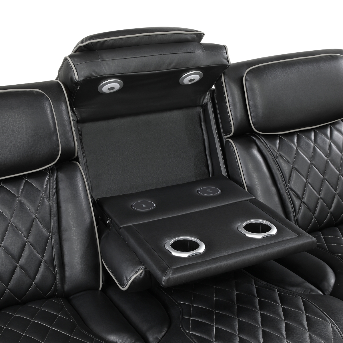 9516BLK-3PWH Fairway Black Power Double Reclining Sofa