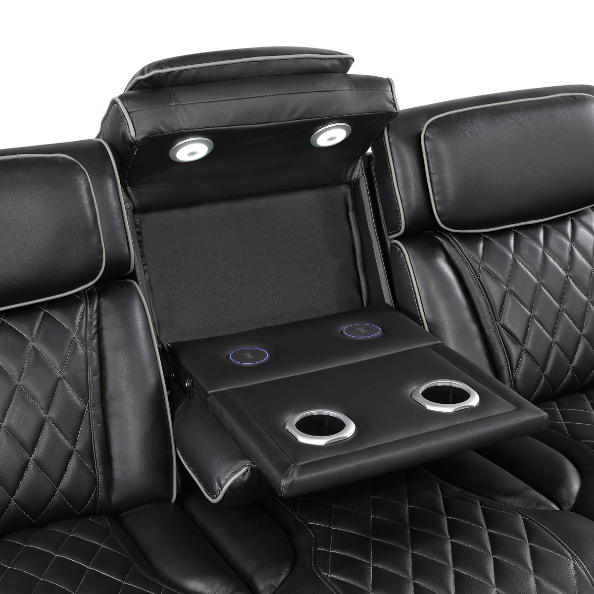 9516BLK-3PWH Fairway Black Power Double Reclining Sofa