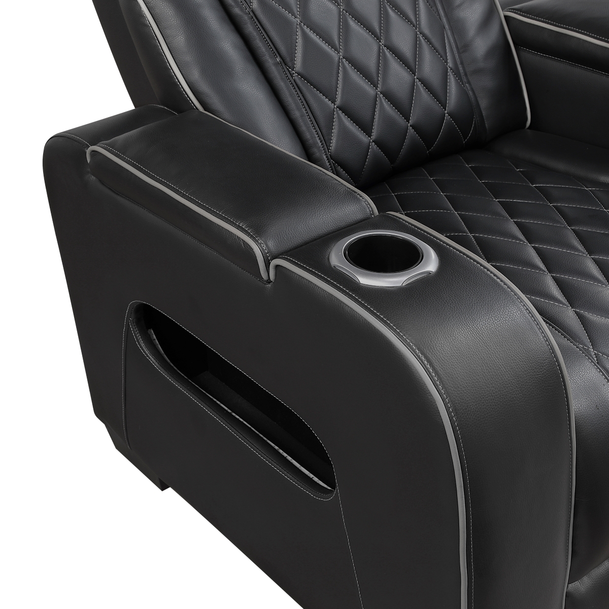 9516BLK-3PWH Fairway Black Power Double Reclining Sofa