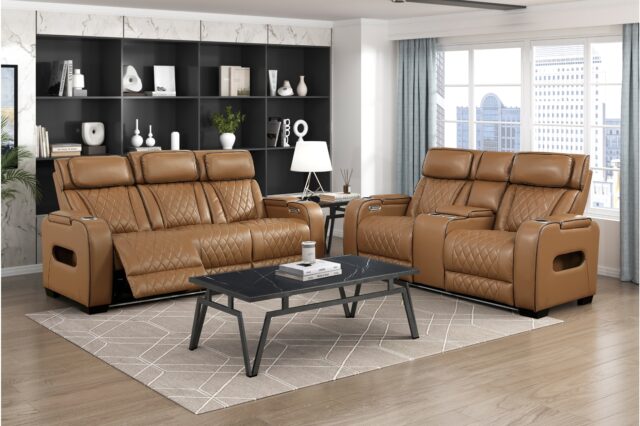 9516BRW Fairway Brown Power Reclining Sofa Set