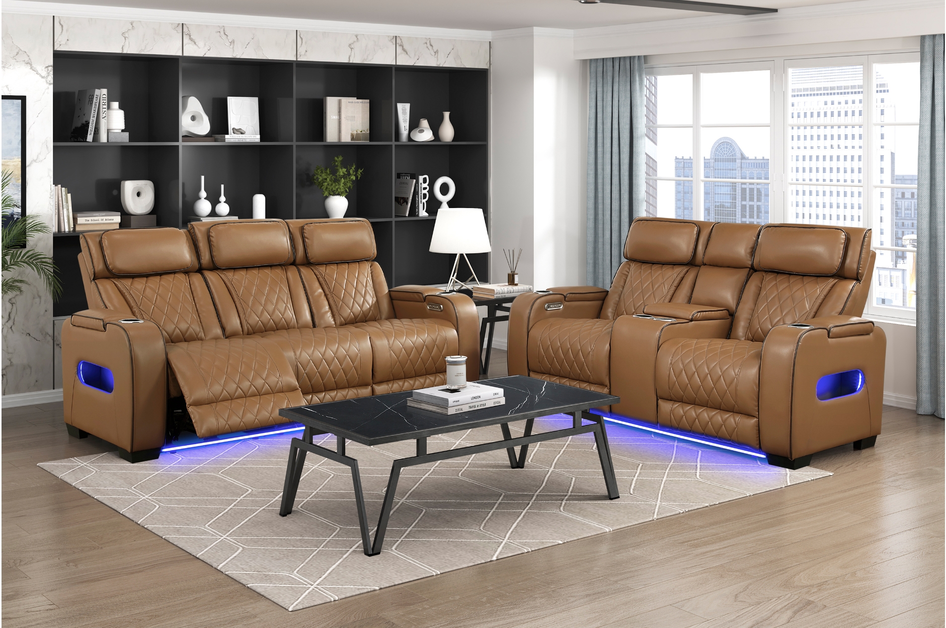 9516BRW Fairway Brown Power Reclining Sofa Set