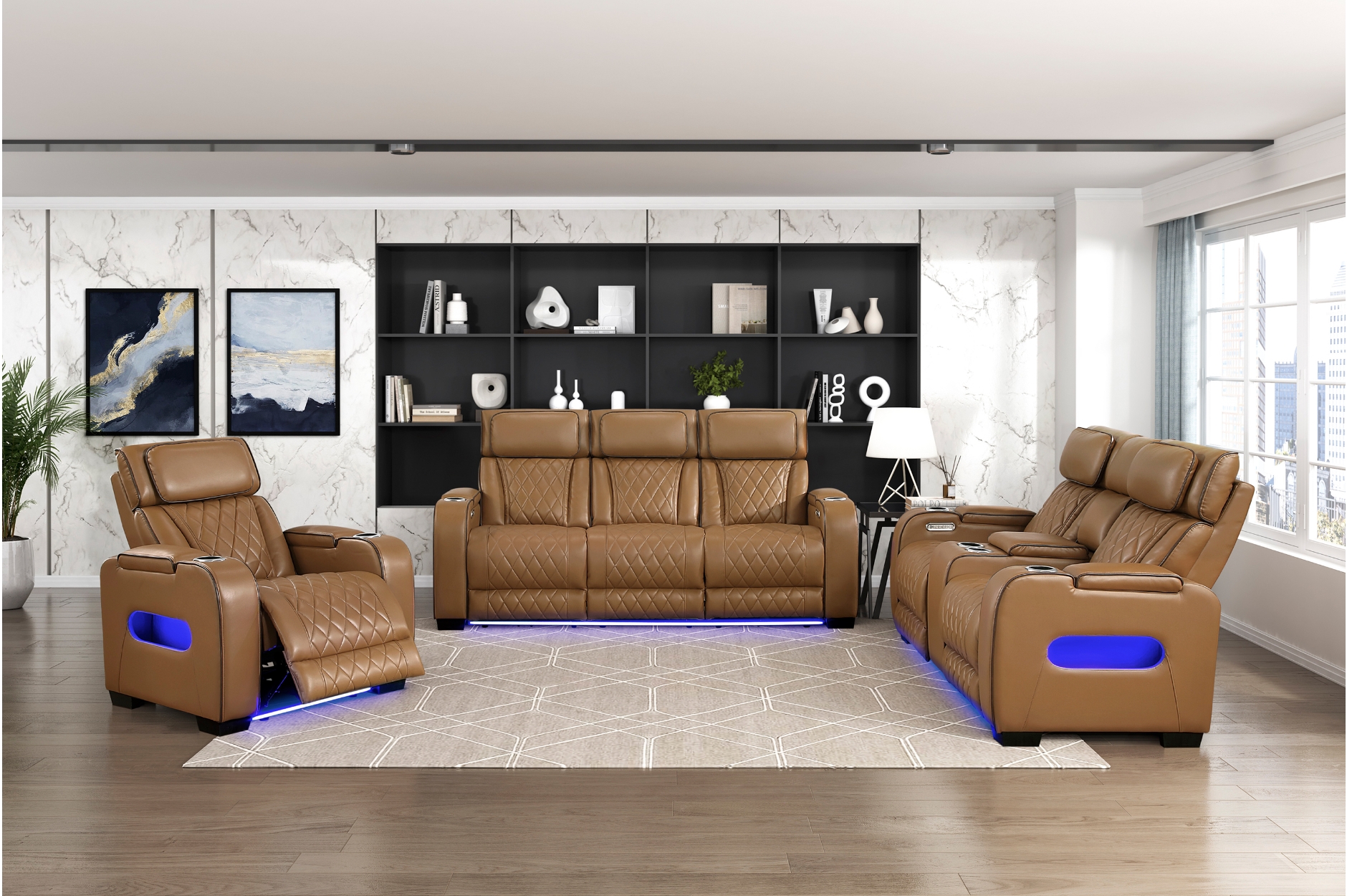 9516BRW Fairway Brown Power Reclining Sofa Set
