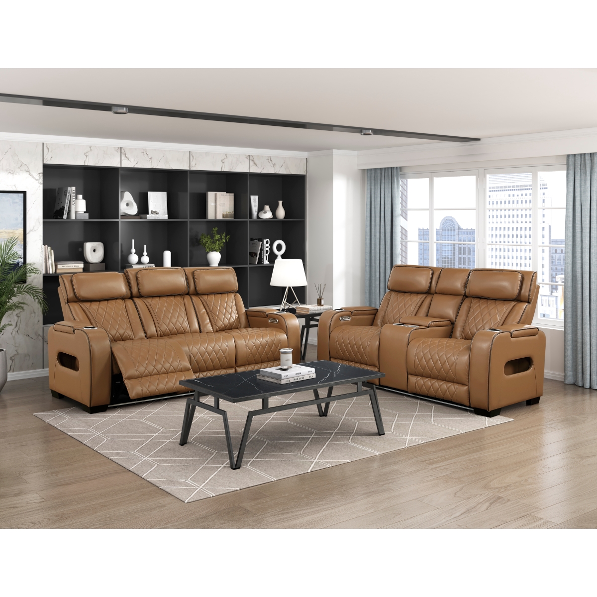 9516BRW Fairway Brown Power Reclining Sofa Set