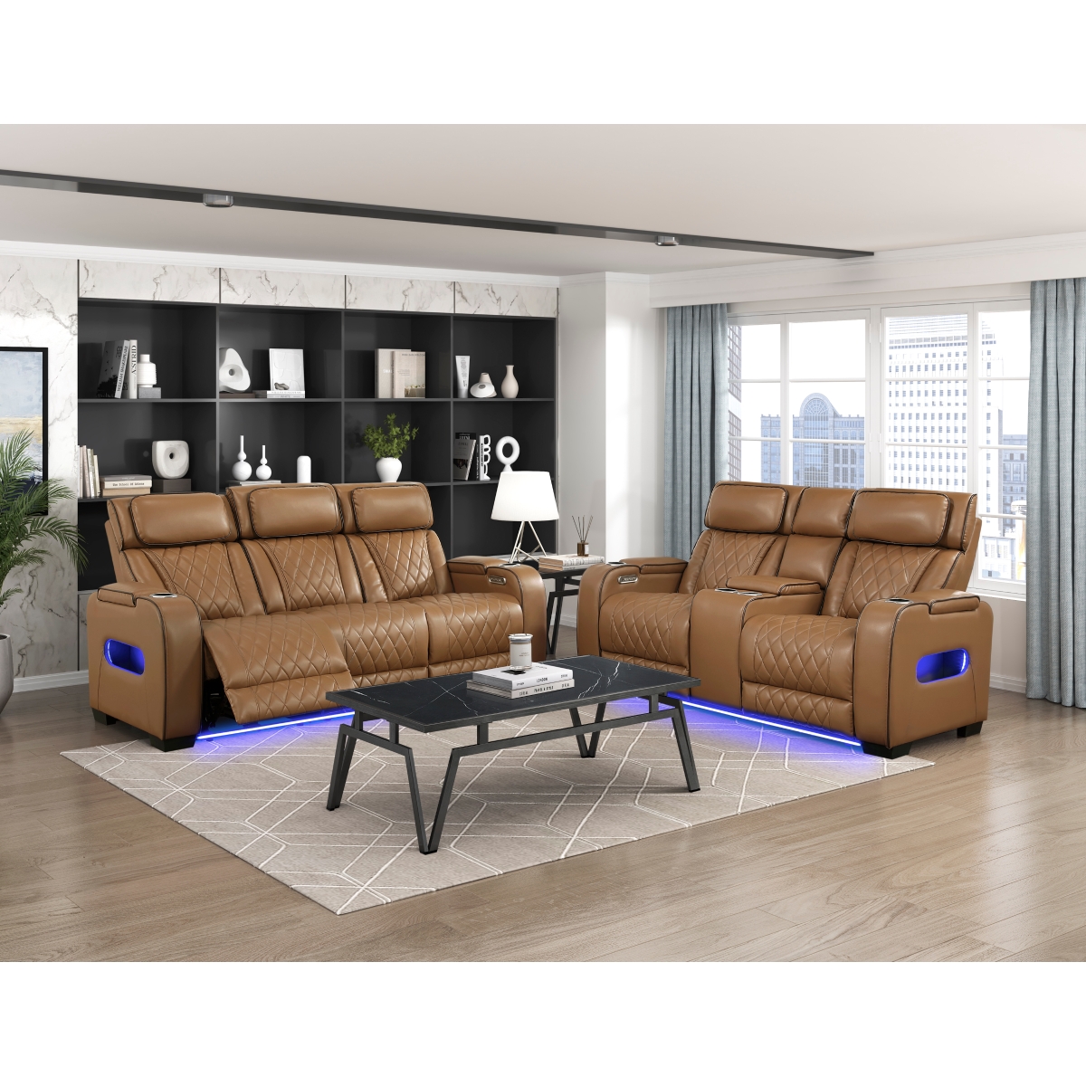 9516BRW Fairway Brown Power Reclining Sofa Set