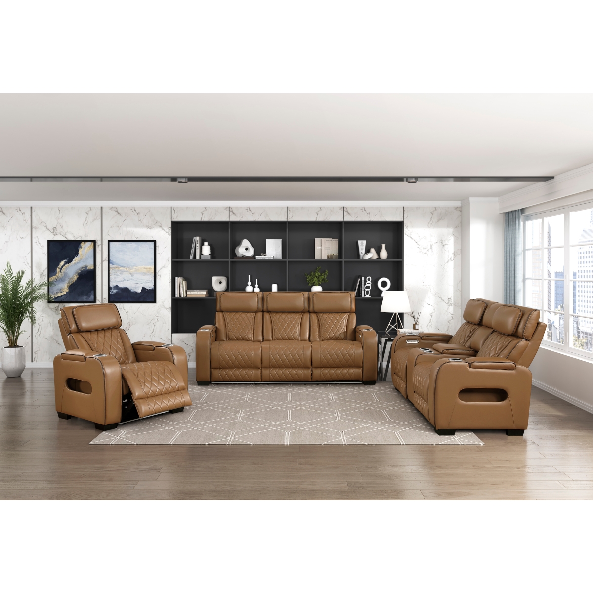 9516BRW Fairway Brown Power Reclining Sofa Set