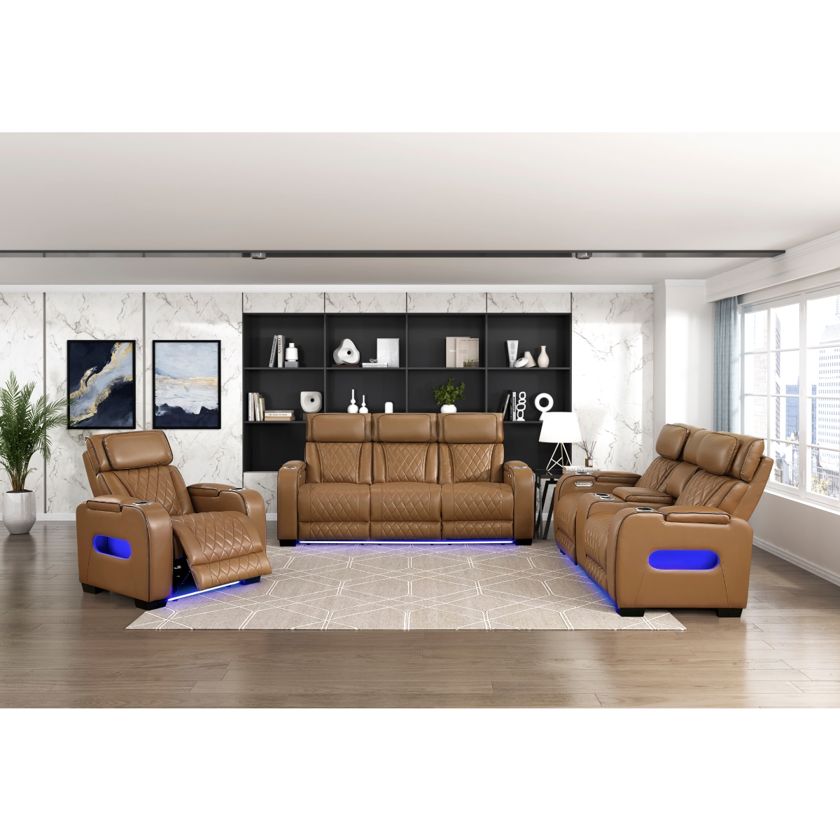 9516BRW Fairway Brown Power Reclining Sofa Set