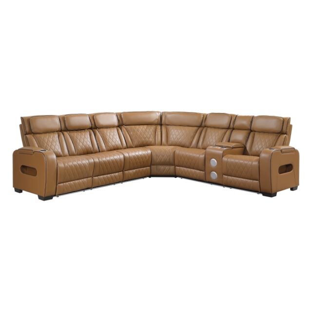 9516BRWS*33L2RCNPWH Fairway Brown 3-Piece Power Reclining Sectional