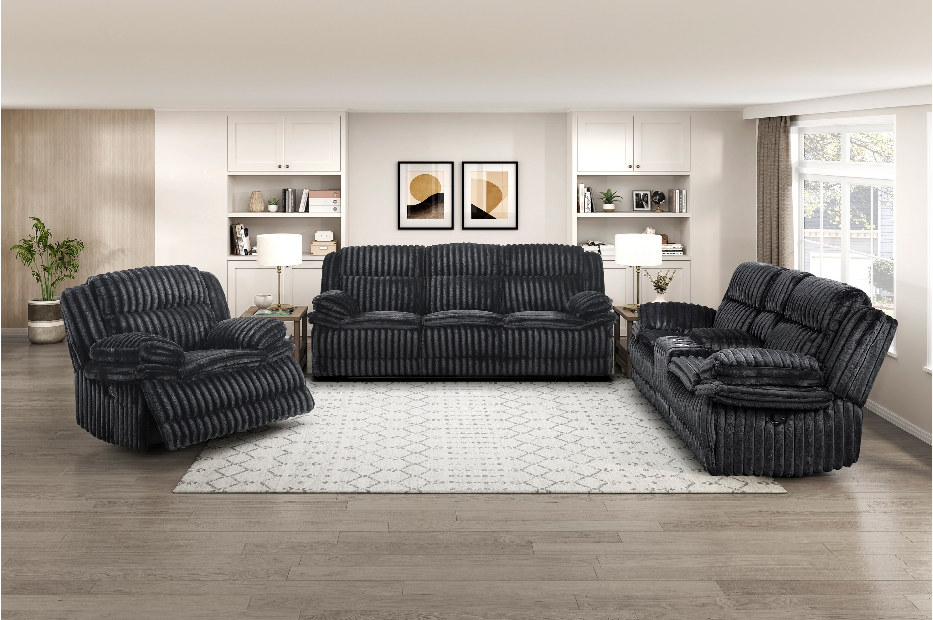 9577BK Goodland Black Reclining Sofa Set
