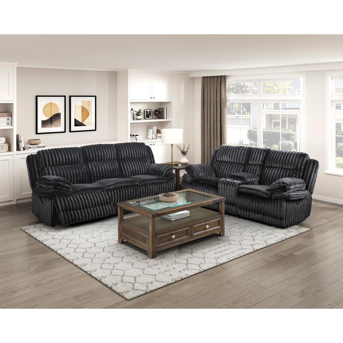 9577BK Goodland Black Reclining Sofa Set