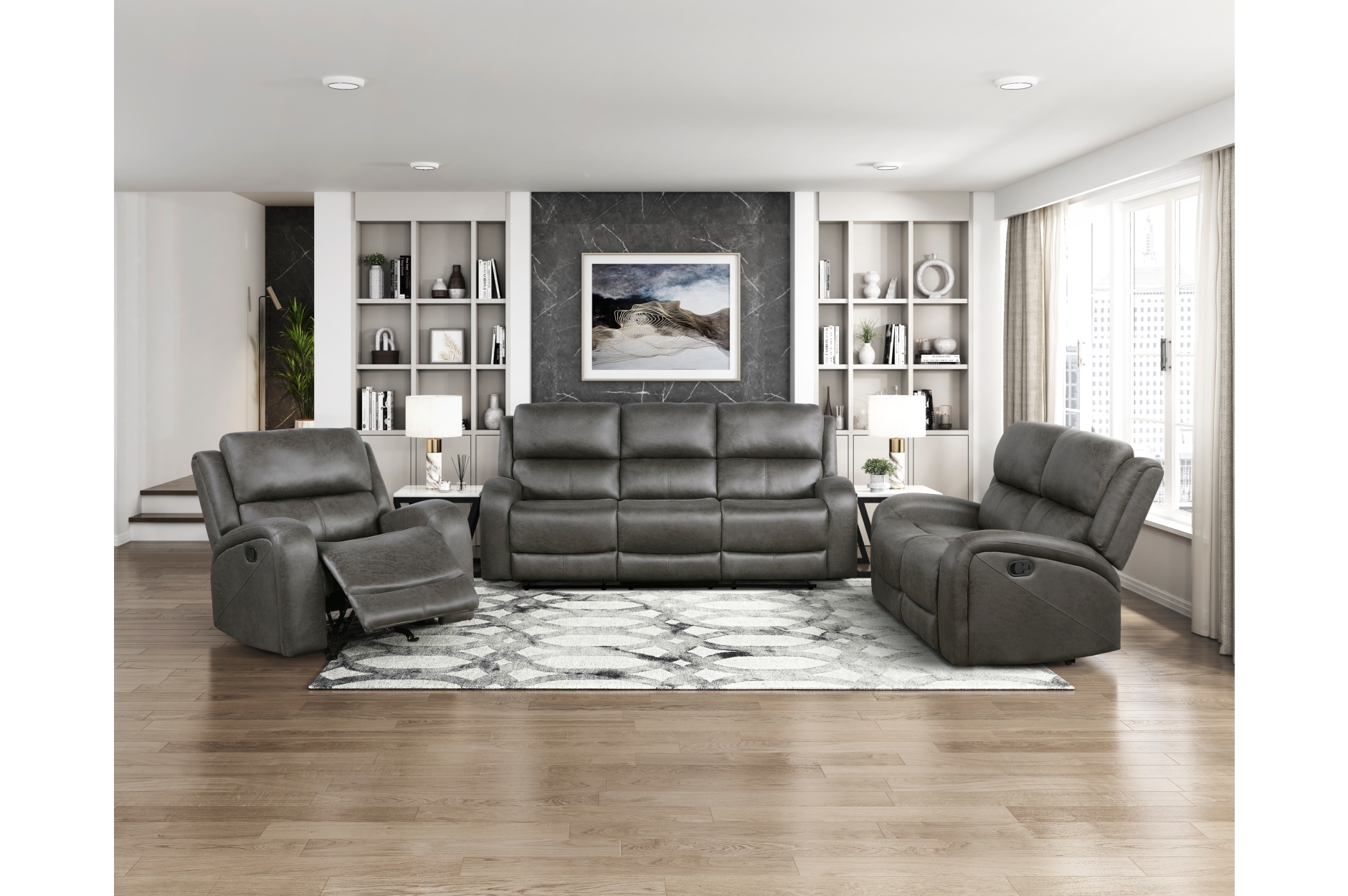 9601GY Pagosa Gray Reclining Sofa Set