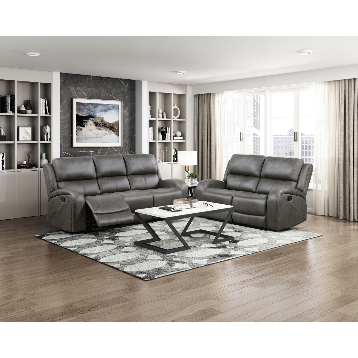 9601GY Pagosa Gray Reclining Sofa Set