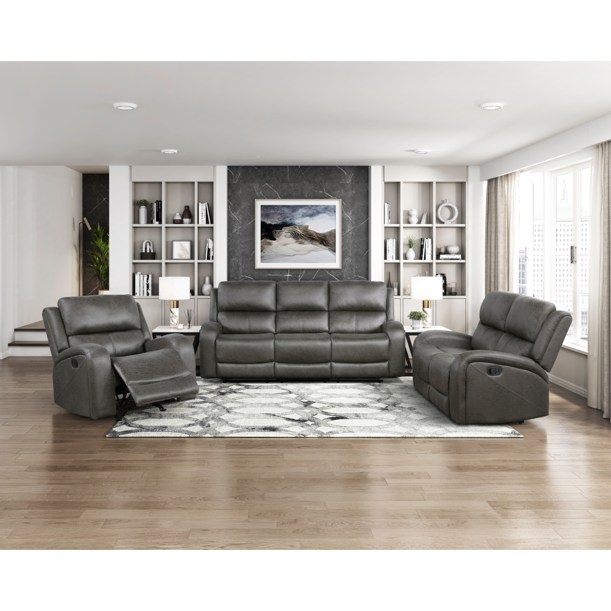 9601GY Pagosa Gray Reclining Sofa Set