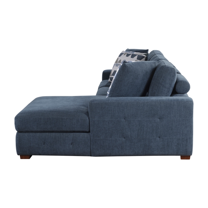 9624BU*32LRC Raife Blue 3-Piece Sectional with Right Chaise, Pull-out Bed and Ottoman