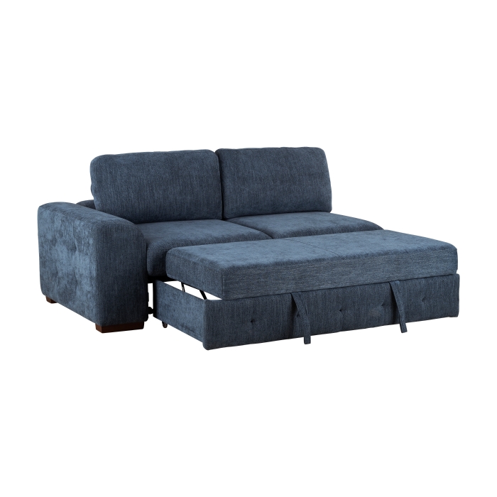 9624BU*52LRC Raife Blue 5-Piece Sectional with Right Chaise, Pull-out Bed and Ottoman