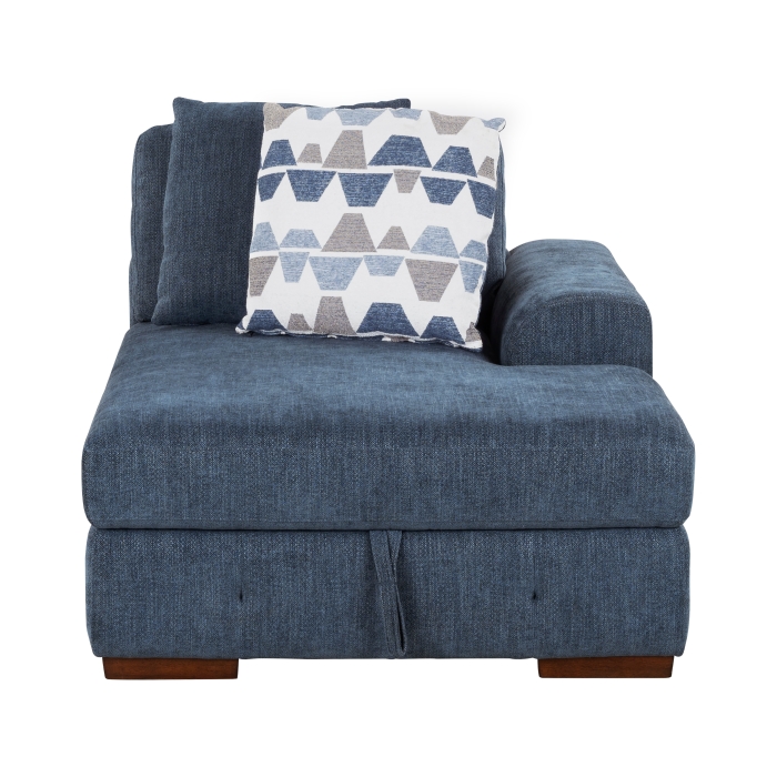 9624BU*52LRC Raife Blue 5-Piece Sectional with Right Chaise, Pull-out Bed and Ottoman