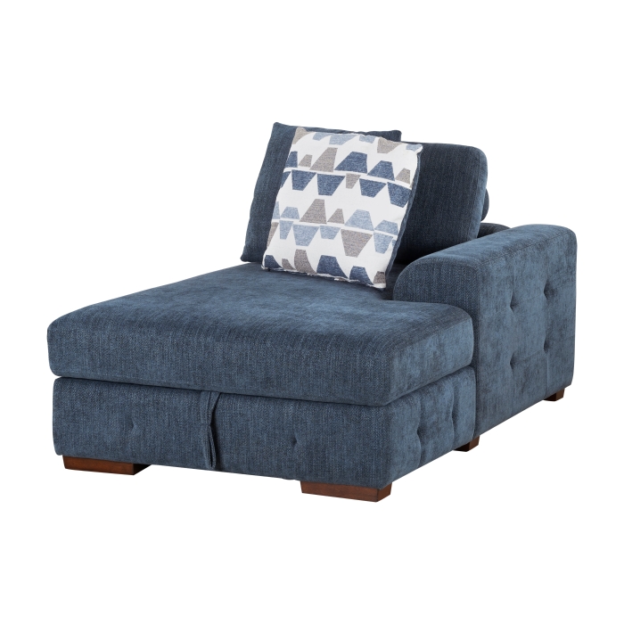 9624BU*52LRC Raife Blue 5-Piece Sectional with Right Chaise, Pull-out Bed and Ottoman