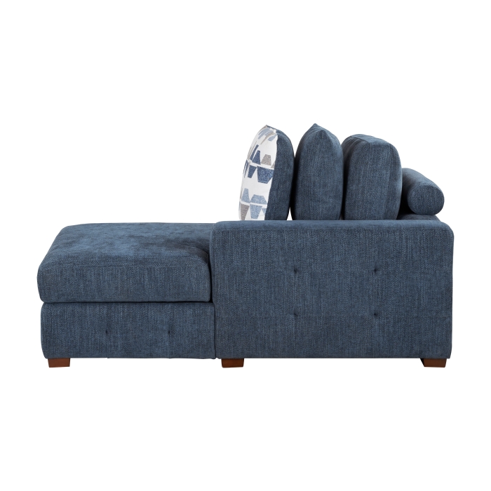 9624BU*52LRC Raife Blue 5-Piece Sectional with Right Chaise, Pull-out Bed and Ottoman