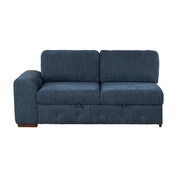 9624BU*52LRC Raife Blue 5-Piece Sectional with Right Chaise, Pull-out Bed and Ottoman