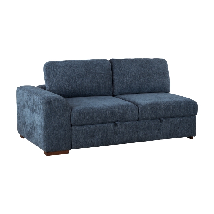 9624BU*52LRC Raife Blue 5-Piece Sectional with Right Chaise, Pull-out Bed and Ottoman