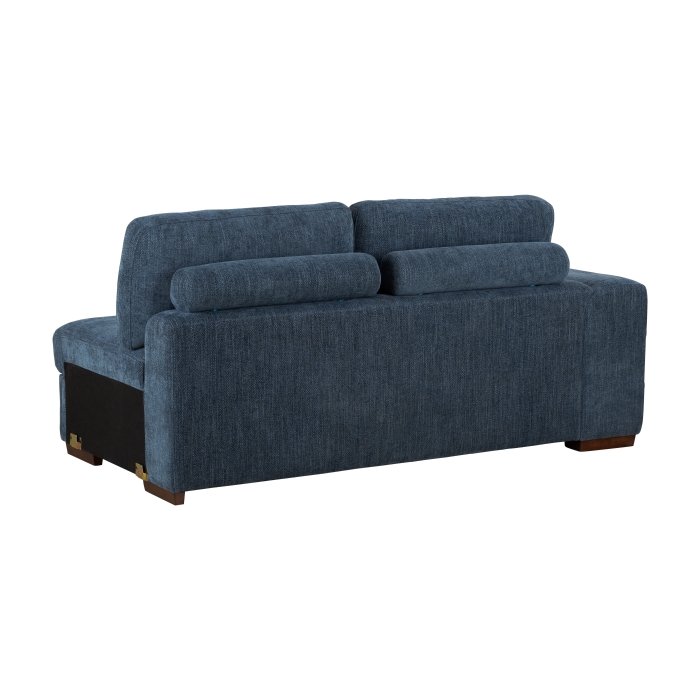 9624BU*52LRC Raife Blue 5-Piece Sectional with Right Chaise, Pull-out Bed and Ottoman