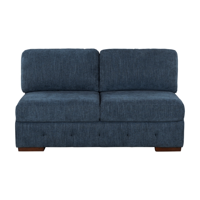 9624BU*5LC2R Raife Blue 5-Piece Sectional with Left Chaise, Pull-out Bed and Ottoman