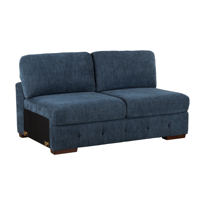 9624BU*5LC2R Raife Blue 5-Piece Sectional with Left Chaise, Pull-out Bed and Ottoman