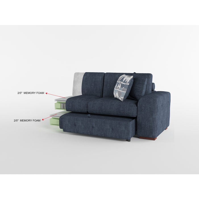 9624BU*5LC2R Raife Blue 5-Piece Sectional with Left Chaise, Pull-out Bed and Ottoman