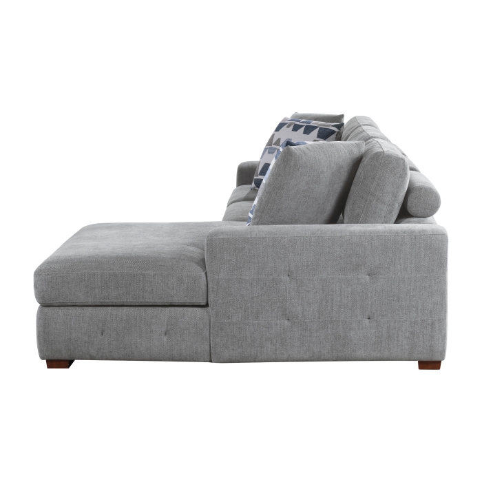 9624GY*32LRC Raife Gray 3-Piece Sectional with Right Chaise, Pull-out Bed and Ottoman