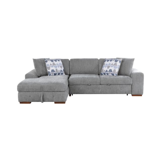 9624GY*3LC2R Raife Gray 3-Piece Sectional with Left Chaise, Pull-out Bed and Ottoman